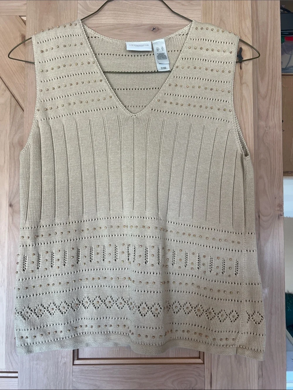 Liz Claiborne Beige Knit Sleeveless Vest - Picture 1 of 15